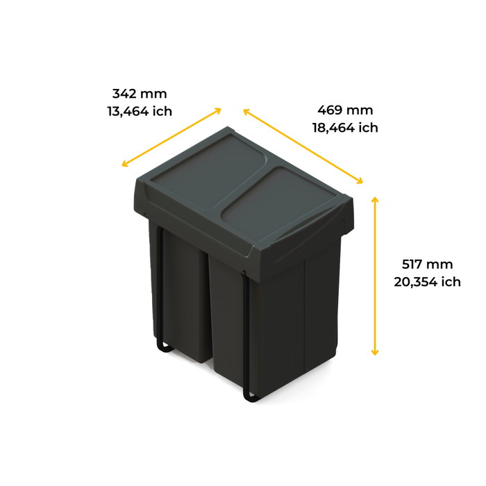 Emuca Recycle 2x25L Contenedor de reciclaje extraíble Negro