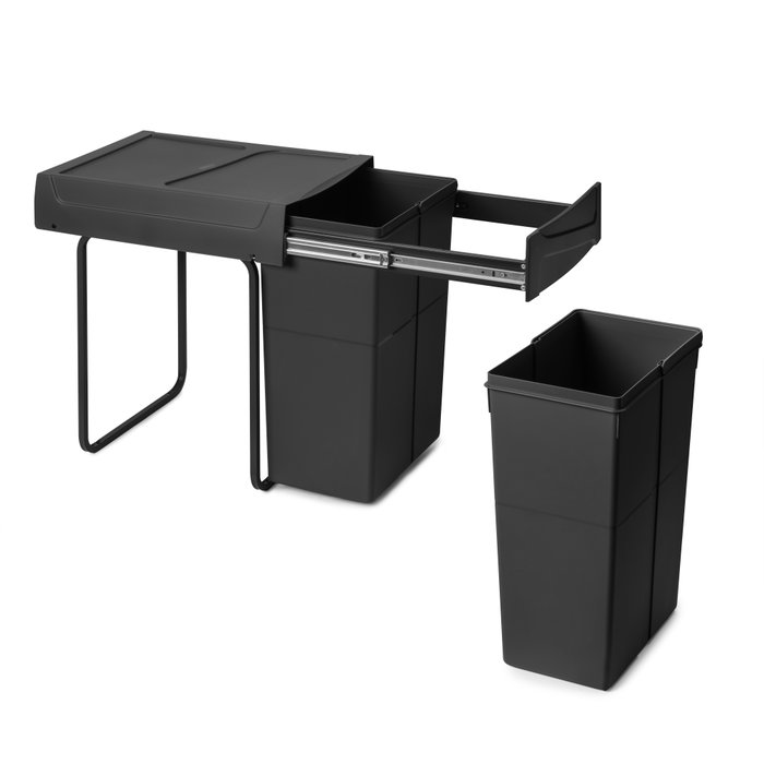 Emuca Recycle 2x25L Contenedor de reciclaje extraíble Negro