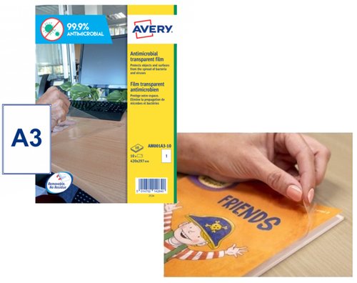 Avery AM001A3 Etiquetas Autoadhesivas Antibacterianas Transparentes A3 Avery AM001A3 Etiquetas Autoadhesivas Antibacterianas Transparentes A3
