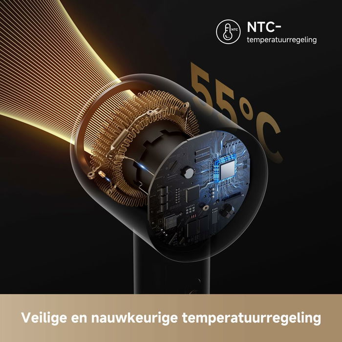 Dreame Secador de Pelo Glory Mix 1600W Ionico, 3 Boquillas Magnéticas, Dorado