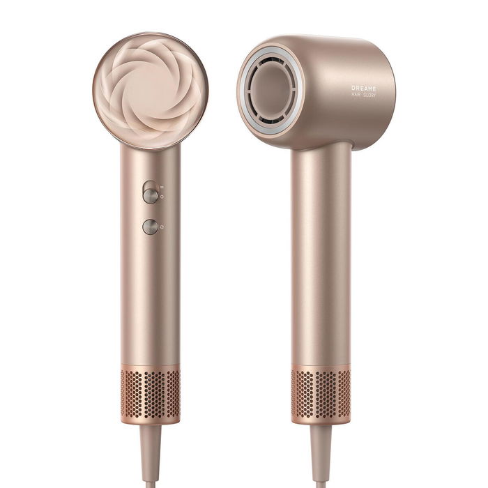 Dreame Secador de Pelo Glory Mix 1600W Ionico, 3 Boquillas Magnéticas, Dorado