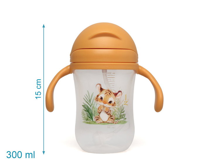 KioKids Taza Aprendizaje Tigre Pajita Asas Mostaza 300 mL +6M