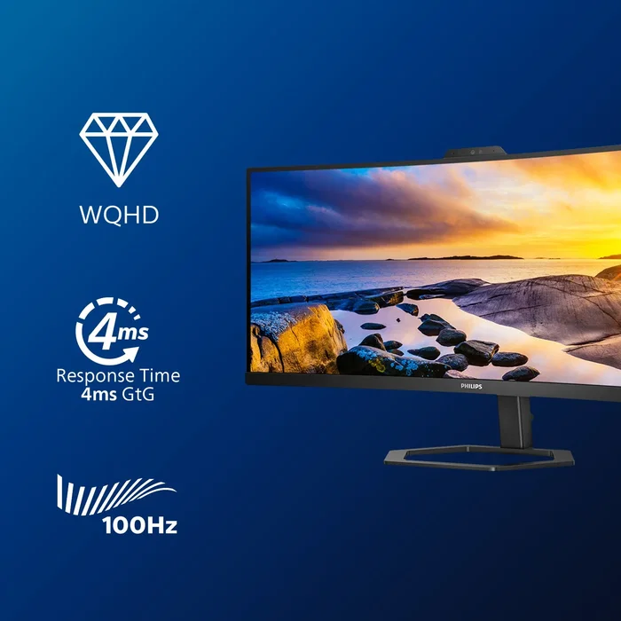 Philips 34E1C5600HE/00 Monitor Profesional Curvo 34'' WQHD USB-C Webcam Black