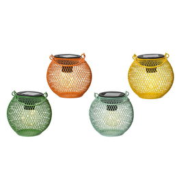 Lumineo Farolillo Solar de Hierro con Luz Blanca Cálida Fija, Colores Surtidos, Encendido Automático