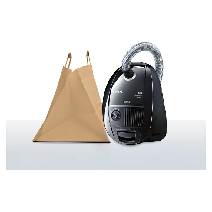 Siemens VSZ3B212 Aspiradora Cilíndrica con Bolsa, 600W, Capacidad 4L, 74 dB, Negro, para Suelo Duro y Alfombra