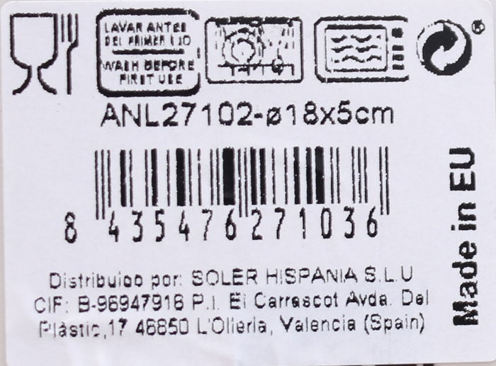 La Mediterranea Bol "Anllo" Nordic Ivory Brillo 18 cm (12 Unidades)