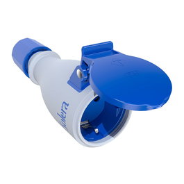 Solera Base móvil bipolar con t/t lateral Schuko 250V 16A IP54, elastómero blanco