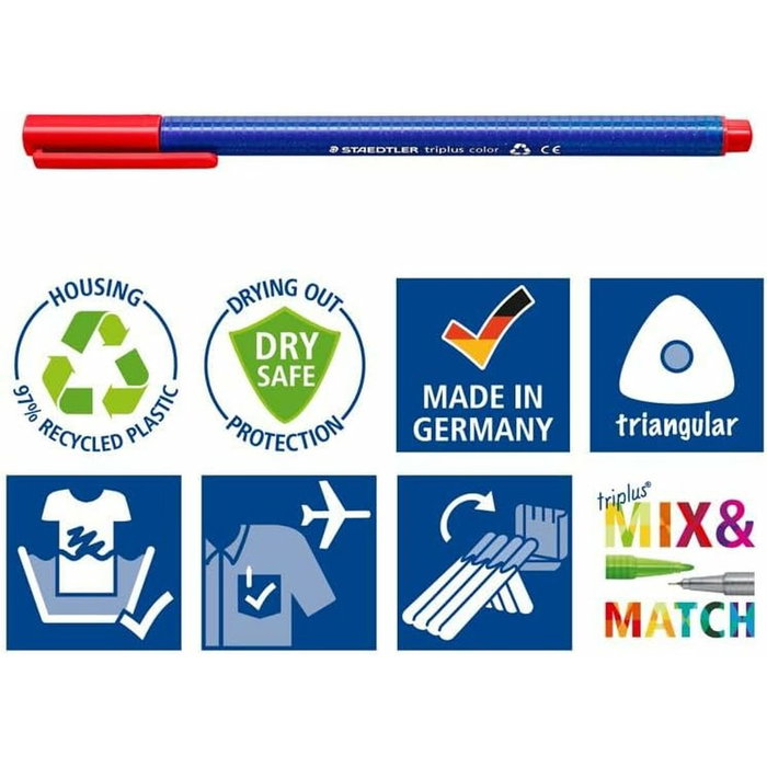 Staedtler Triplus Color 323 Rotuladores Triangulares de Colores Surtidos Estuche 10 ud Staedtler Triplus Color 323 Rotuladores Triangulares de Colores Surtidos Estuche 10 ud