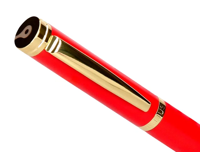 Belius Passion d'or Bolígrafo y Estuche Rojo y Dorado Tinta Azul Aluminio Textura Cepillada Caja Diseño Elegante Regalo.