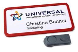 Avery 4839R-L Porta Nombres Office Badge Rojo con Imán Extra Fuerte 37 x 75 mm Pack 10 Unidades