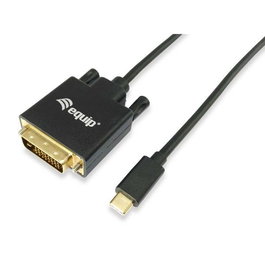 Equip Adaptador de Cable de Vídeo USB-C a DVI-D 24+1 Macho, 1.8 Metros, Negro, 1920x1200 a 60Hz, Plug & Play, 133468