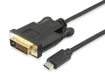 Equip Adaptador de Cable de Vídeo USB-C a DVI-D 24+1 Macho, 1.8 Metros, Negro, 1920x1200 a 60Hz, Plug & Play, 133468