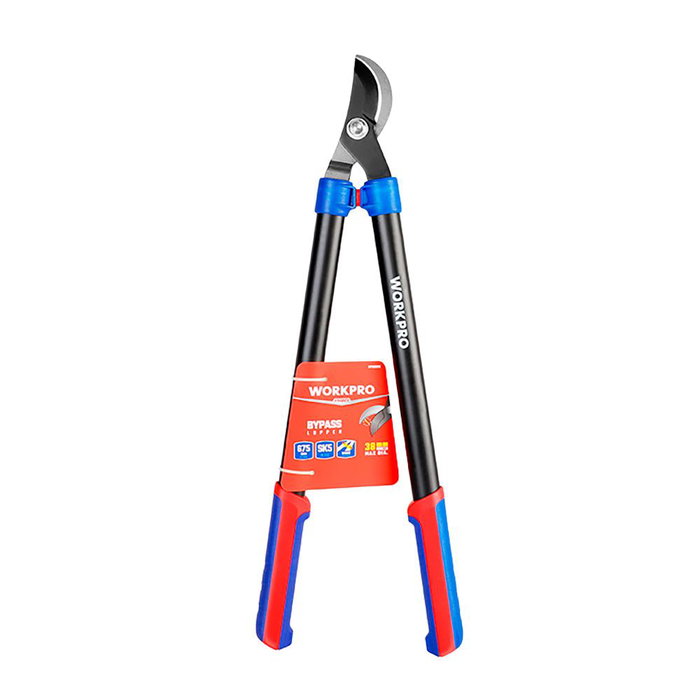 Workpro Tijeras de Poda Dos Manos Bypass, Reducción de Esfuerzo x3, Capacidad Máxima de Corte 44 mm (71 cm), Hojas de Acero Templado