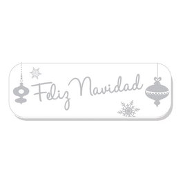 Etiquetas Regalo Adh. Holograficas Rollo 250 Uds. 45X15 Feliz Navidad Blanco