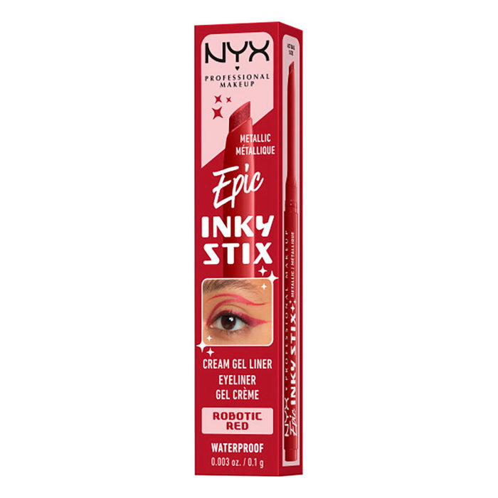 Nyx Professional Make Up Epic Inky Stix Delineador de Ojos Gel Crema de Punta Angulada, Resistente al Agua, Acabado Mate, Robotic Red, 1 u