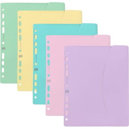 Oxford Sobre Multitaladro con Velcro Live&Go A5+ Plástico Flexible Opaco, Set de 25 unidades en Colores Pastel Surtidos (Set de 25)