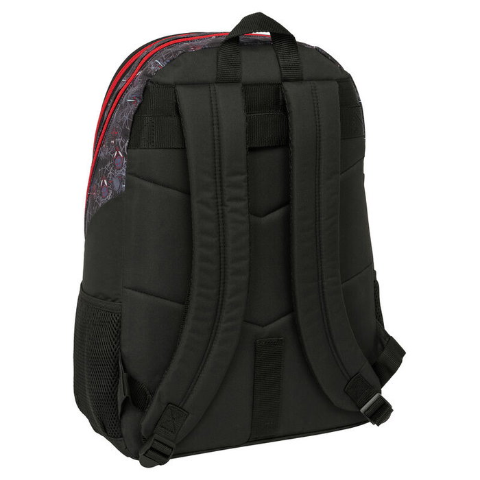 SAFTA Mochila Miles Morales Spiderman Marvel 44cm Adaptable a Carro, Dos Compartimentos, Bolsillos Laterales