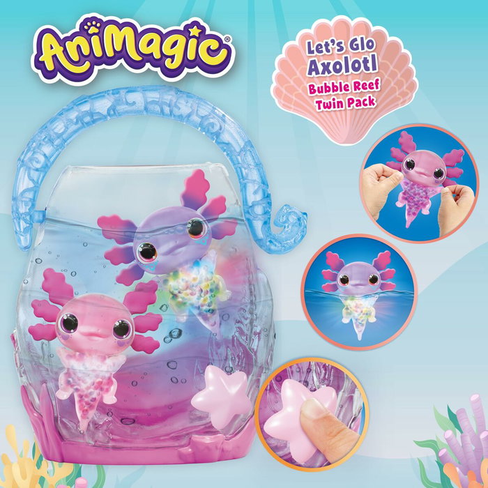 Goliath Animagic Pack doble de ajolote con Acuario de burbujas Rosa/Morado Goliath Animagic Pack doble de ajolote con Acuario de burbujas Rosa/Morado