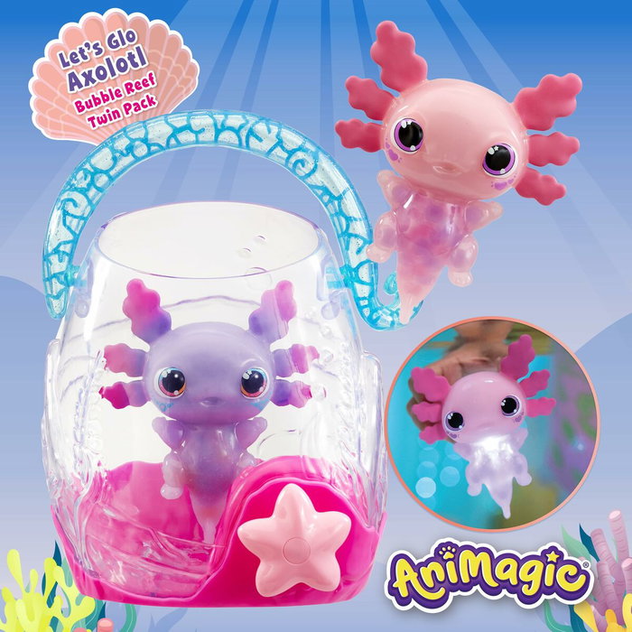 Goliath Animagic Pack doble de ajolote con Acuario de burbujas Rosa/Morado Goliath Animagic Pack doble de ajolote con Acuario de burbujas Rosa/Morado