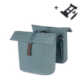 Basil Alforjas Dobles City MIK 2.0 32L Azul Grafito - Resistente al Agua, 10kg de Carga