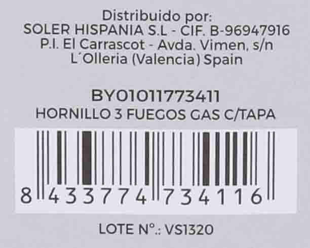 Algon Bbq Hornillo 3 Fuegos Gas C/Tapa 55,6 cm Largo x 32,6 cm Alto x 8,6 cm Ancho (2 Unidades)