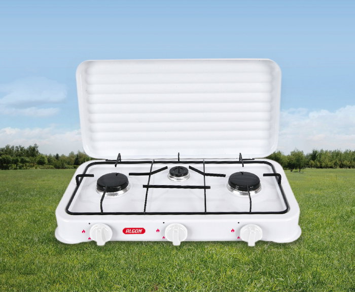 Algon Bbq Hornillo 3 Fuegos Gas C/Tapa 55,6 cm Largo x 32,6 cm Alto x 8,6 cm Ancho (2 Unidades)