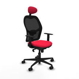 PIQUERAS Y CRESPO Silla de oficina Jorquera con mecanismo Sincro, tela roja y malla negra
