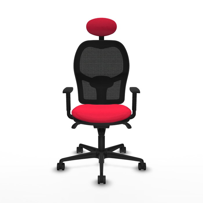 PIQUERAS Y CRESPO Silla de oficina Jorquera con mecanismo Sincro, tela roja y malla negra