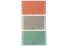 DKD Home Decor Set de 3 Toallas Boracay 100x180 cm Dorado, Verde, Beige y Coral