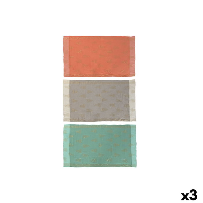 DKD Home Decor Set de 3 Toallas Boracay 100x180 cm Dorado, Verde, Beige y Coral