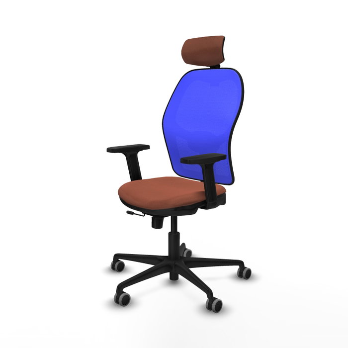 PIQUERAS Y CRESPO Silla de oficina Jorquera con mecanismo Sincro/Traslack, Marrón y Azul PIQUERAS Y CRESPO Silla de oficina Jorquera con mecanismo Sincro/Traslack, Marrón y Azul