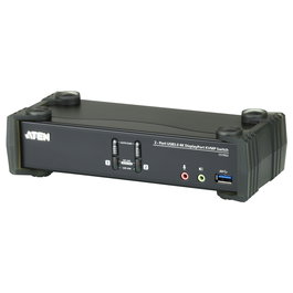 ATEN Switch KVM USB 3.1 Gen 1 de 2 puertos para 4K DisplayPort 1.2 con Audio y Cables incluidos (KVMP)