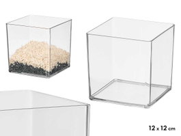 GIFTDECOR Jarrón Aparenza Cuadrado Acrílico 12x12cm Transparente