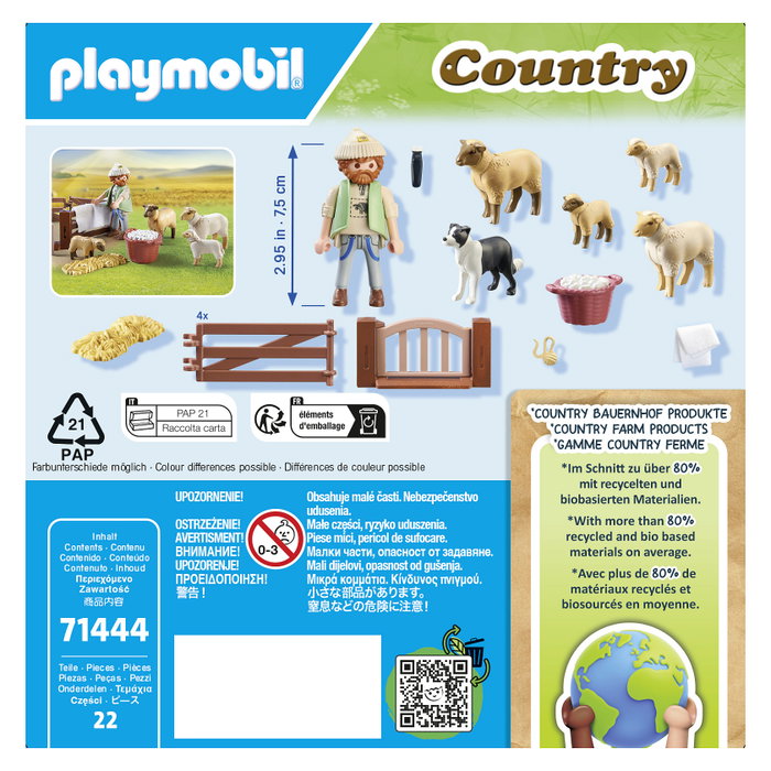 PLAYMOBIL Country Pastor con rebaño de ovejas 71444