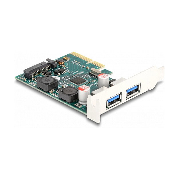 DeLOCK Tarjeta PCIe x4 a 2 USB 3.2 Gen 2 Externos Tipo-A 10 Gbps, Factor de Forma Low Profile, Incluye Puerto SATA Interno, Chip ASM3142