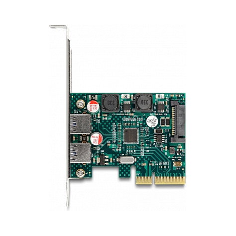 DeLOCK Tarjeta PCIe x4 a 2 USB 3.2 Gen 2 Externos Tipo-A 10 Gbps, Factor de Forma Low Profile, Incluye Puerto SATA Interno, Chip ASM3142