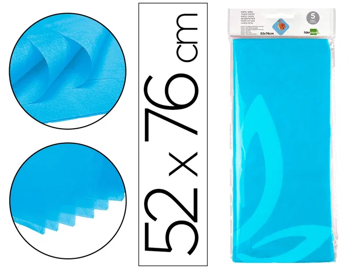 Liderpapel Papel de seda Celeste 52x76cm (5 hojas) Liderpapel Papel de seda Celeste 52x76cm (5 hojas)