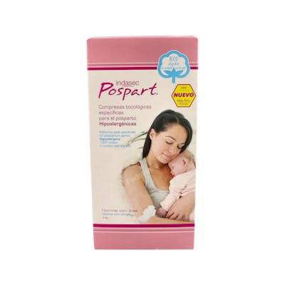 INDASEC Compresa Higiénica Algodón Post Parto con Alas 14 Unidades INDASEC Compresa Higiénica Algodón Post Parto con Alas 14 Unidades
