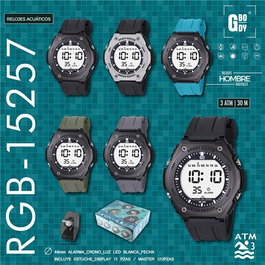 GBody Reloj Digital para Hombre LCD con Luz LED Blanca y Resistencia al Agua WR30, Incluye Estuche