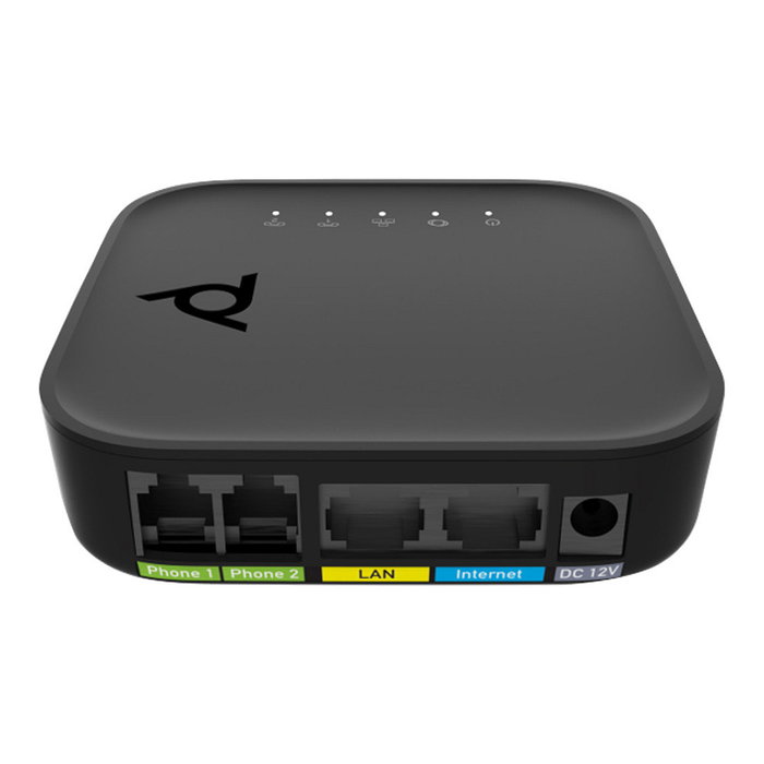 Poly ATA 402 Adaptador VoIP - 2 Puertos FXS, Open SIP, G.711a/OPUS, Negro - Con Alimentador y Certificaciones FCC/CE