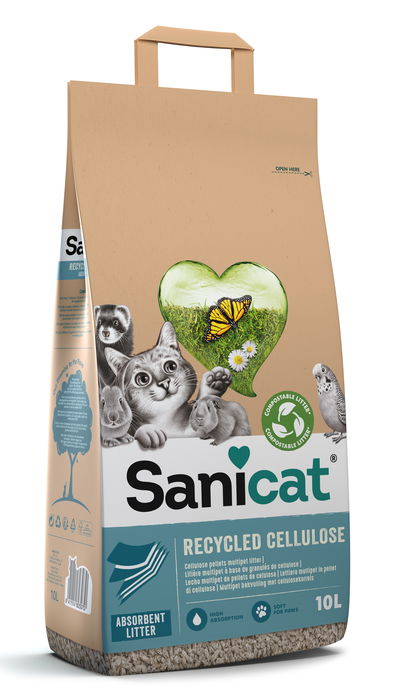 Sanicat Celulosa Reciclada Clean & Green 10L - Absorbente, Control de Olores, Compostable