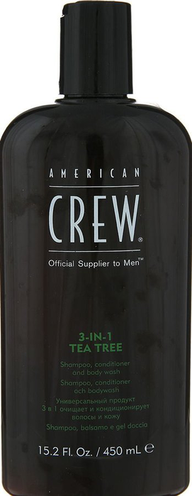 American Crew TEA TREE 3 en 1 Champú, Acondicionador y Gel de Ducha 450 ml
