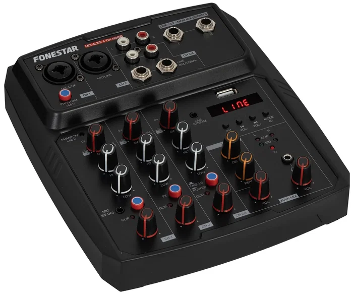 Fonestar MIX-4LIVE Mezclador de DJ 4 canales con Bluetooth