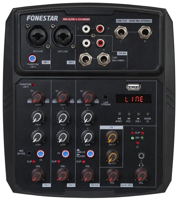 Fonestar MIX-4LIVE Mezclador de DJ 4 canales con Bluetooth Fonestar MIX-4LIVE Mezclador de DJ 4 canales con Bluetooth