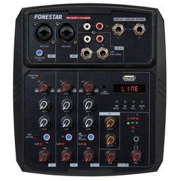 Fonestar MIX-4LIVE Mesa de Mezclas con Transmisión en Vivo, Bluetooth y USB, Interfaz de Audio para PC, Grabador y Reproductor Portátil para Músicos y Eventos