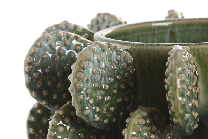 DKD Home Decor Jarrón de Gres Cactus Verde 28x28x39 cm