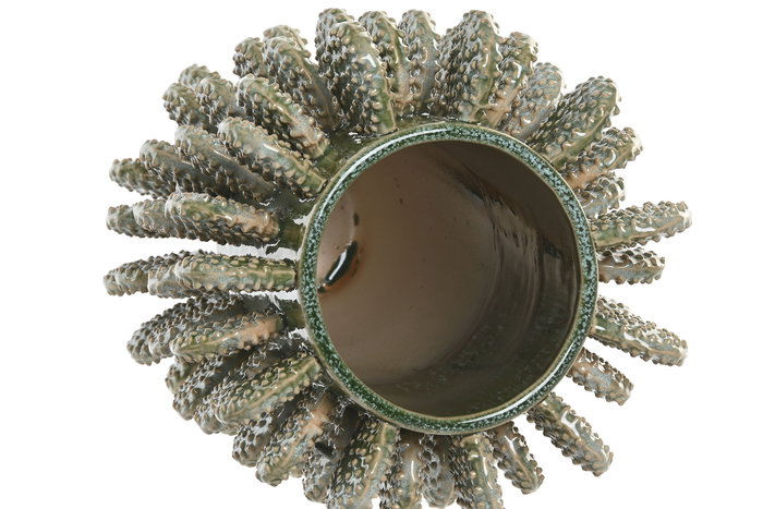 DKD Home Decor Jarrón de Gres Cactus Verde 28x28x39 cm