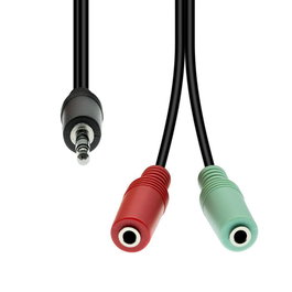 ProXtend Mini-Jack 4-Pin a 2x 3-Pin Cable M/H Negro 30cm