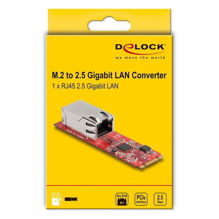 DeLOCK Convertidor M.2 Key B+M a 1 x RJ45 2,5 Gigabit LAN Port horizontal