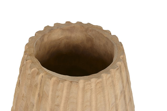 DKD Home Decor Jarrón de Madera de Paulownia Tallado Natural
